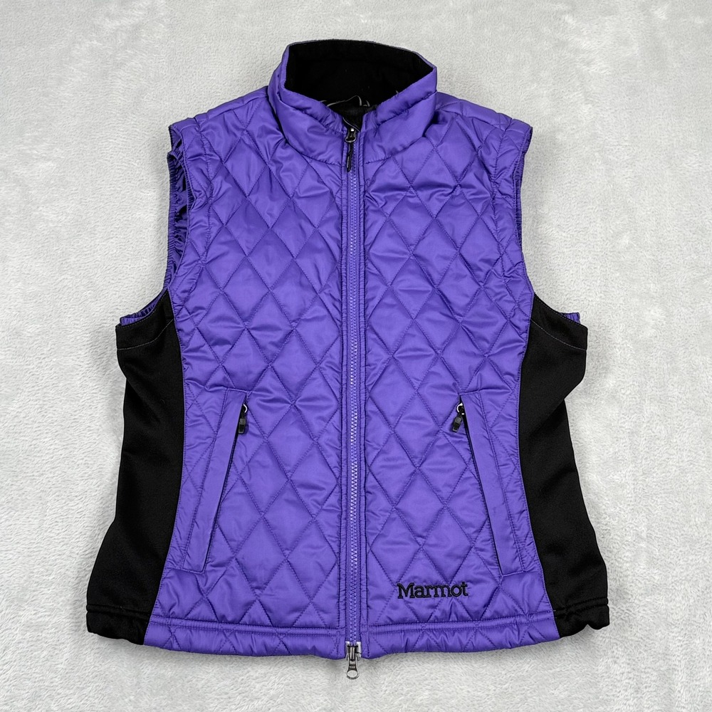 Marmot Kitzbuhel Puffer Vest Women Medium Purple Quilted Stretch Side Panels